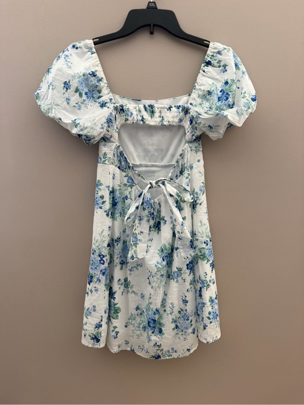 Altar'd State White Floral Dress with Blue & Green Print